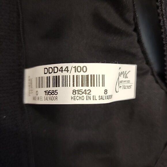 Just My Size JMS Hanes Bra 44DDD Black Wireless Unlined Front Closure - Picture 3 of 3